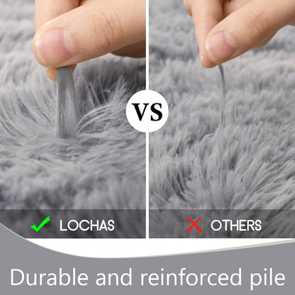 Fluffy Bedroom Rug 2.6' X 5.3', Shaggy Area Rug for Bedroom Bedside, Soft Oval Throw Rugs Carpet for Living Room Kids Girls Home Decor